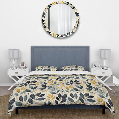 Design Art Modern Leaf Patterns VI - Plants Duvet Cover Set - Microfiber Polyester