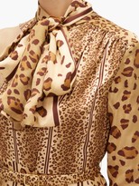 Thumbnail for your product : Hillier Bartley Leopard-print Pussy-bow One-shoulder Satin Dress - Animal