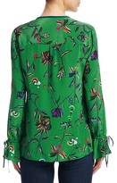 Thumbnail for your product : Derek Lam 10 Crosby Floral Silk Bell-Sleeve Blouse
