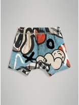 Thumbnail for your product : Burberry Street Art Print Cotton Drawcord Shorts
