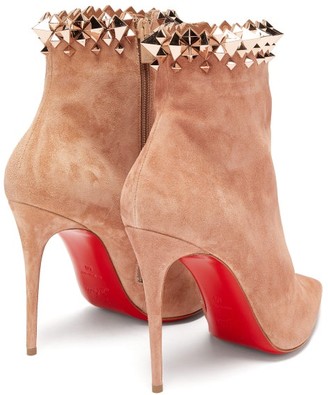 Christian Louboutin Firmamma 100 Studded-cuff Suede Boots - Nude