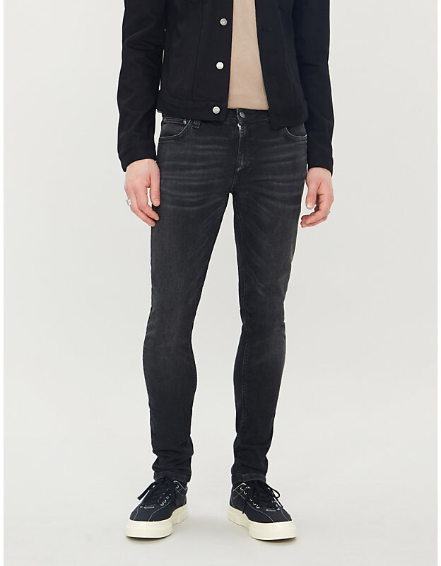 Nudie Jeans Mens Worn Black Skinny Lin Faded Slim Jeans 28/32