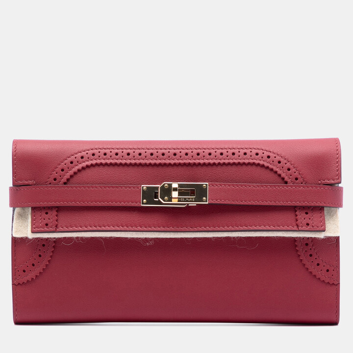 Hermes Red Swift Ghillies Kelly Longue Wallet