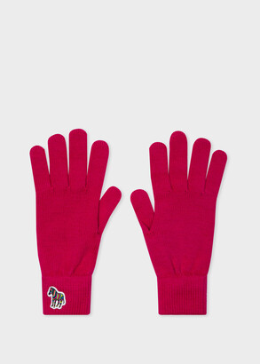 Paul Smith Women's Raspberry 'Zebra' Logo Wool Gloves