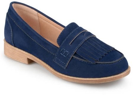 ladies blue suede loafers