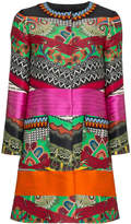 Etro Collarless embroidered coat with pockets