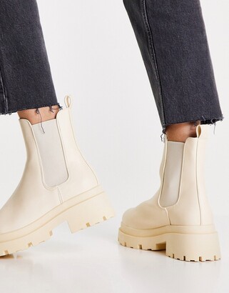ASOS DESIGN Archer chunky chelsea boots in cream - ShopStyle