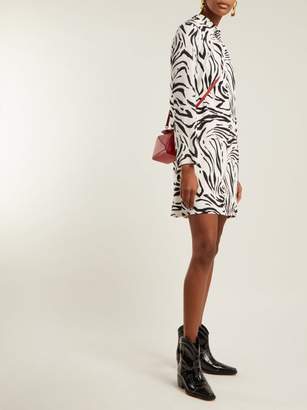 MSGM Zebra-print Mini Dress - Womens - Black White
