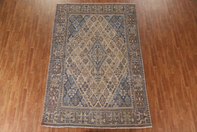 Isabelline Geometric Joshaghan Persian Design Area Rug Hand-Knotted 7X11