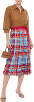 Thumbnail for your product : Stella Jean Pleated Printed Crepe De Chine Midi Wrap Skirt