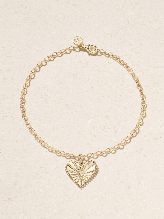 Marlo Laz - Small Pour Toujours Heart 14-karat Gold Diamond Anklet - One size