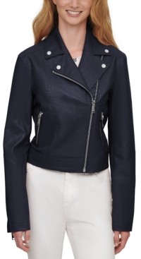 dkny blue leather jacket