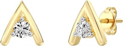 GILDED1/4ctt.w.Lab-GrownDiamondV-ShapedStudEarringsin14KTGoldPlatedSilver