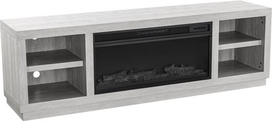 Home Essentials TVStandforTVsupto70"SawCutOffWhite-HomeEssentials:ElectricFireplace,RemoteControl,CableManagement