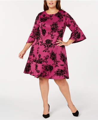 NY Collection Plus Size Bell Sleeve Fit & Flare Dress