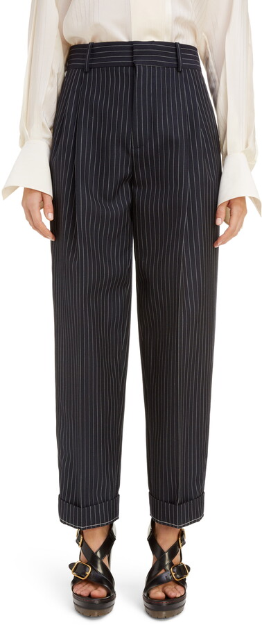 pinstripe ankle pants