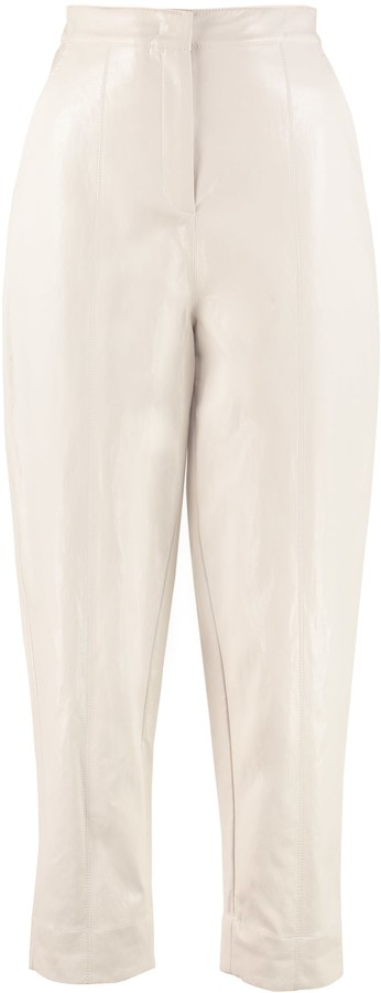 Download SKJJKT Leather Pants Women Streetwear Black White Leather Trousers Fleece Pants Women Patent ...