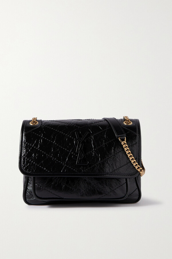 Black Crinkled Leather Bag | ShopStyle