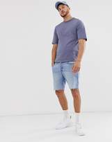 Thumbnail for your product : ASOS Design DESIGN t-shirt with roll mid sleeve in gray