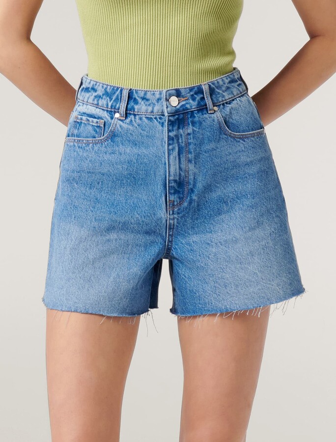 Forever New Miranda High-Rise Rigid Denim Shorts - Mid Wash - 10 - ShopStyle