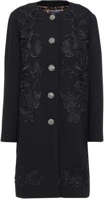Dolce & Gabbana Embellished Wool-blend Crepe Coat