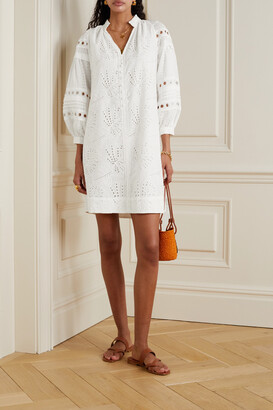 Diane von Furstenberg - Nicolette Broderie Anglaise Cotton-voile Mini Dress - White