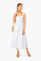 Thumbnail for your product : Juliet Dunn White and Denim Blue Cotton Tie Shoulder Dress