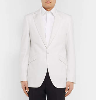 Favourbrook White Theobold Slim-Fit Herringbone Cotton Tuxedo Jacket