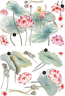 Room Mates Lotus Garden Peel and Stick Giant Wall Decal