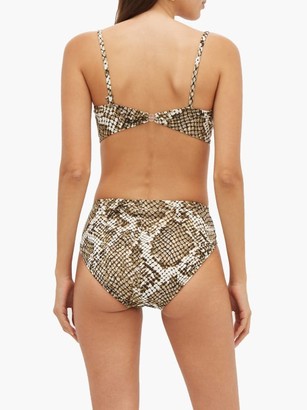 Norma Kamali Python-print High-rise Bikini Briefs - Grey Print