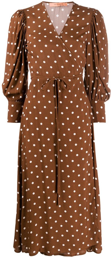 brown dress with white dots