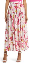 Erikes Pleated Floral A-Line Skirt 