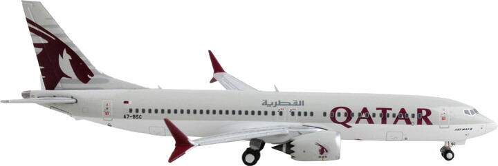 Boeing 737 MAX 8 Commercial Aircraft "Qatar Airways" Gray with Tail Graphics 1/400 Diecast Model Airplane by GeminiJets