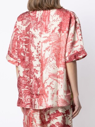 Pierre Louis Mascia Embroidered Short-Sleeve Silk Shirt