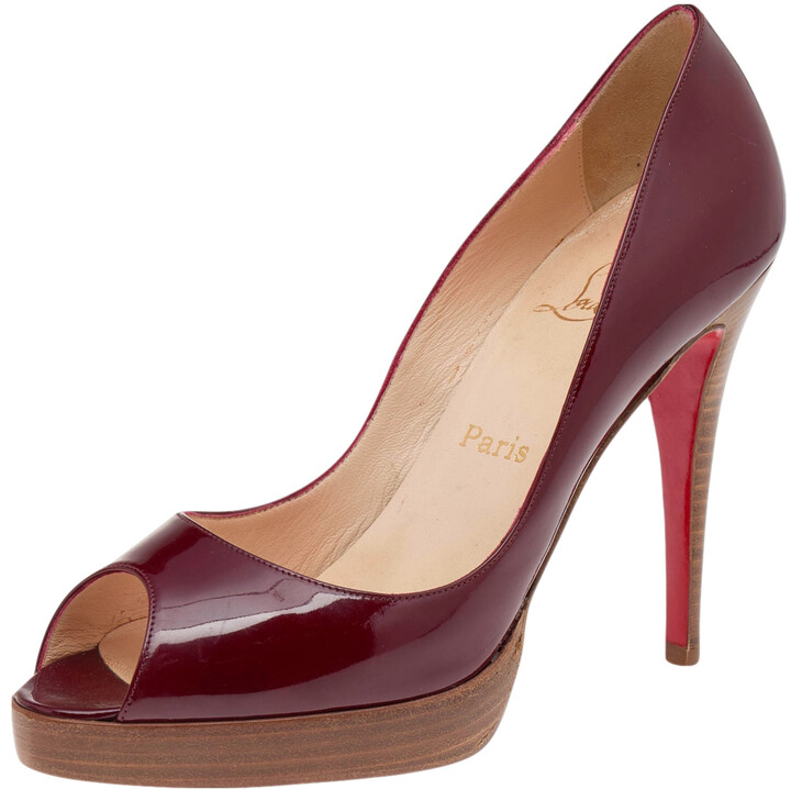 maroon open toe heels