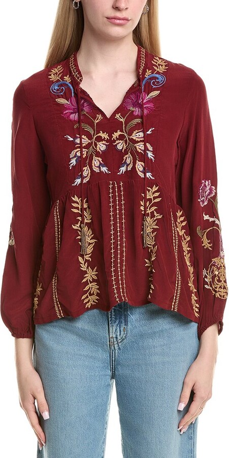 Johnny Was Steffania Silk Blouse