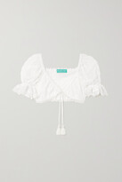 Thumbnail for your product : Waimari + Net Sustain Janeiro Cropped Tasseled Guipure Lace-trimmed Crochet-knit Top - White