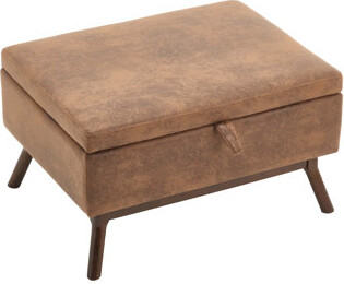 George Oliver Mid-Century Modern Square Coffee Table Storage Bench Assembled