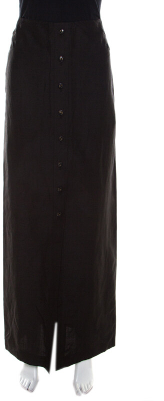 black button down maxi skirt