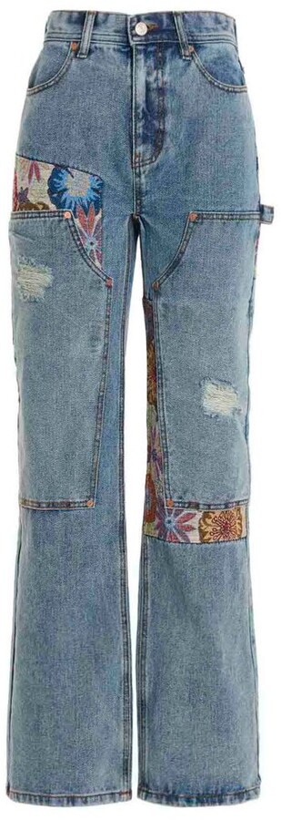 Matchesfashion Damen Kleidung Hosen & Jeans Jeans Patchwork Jeans Patchwork Cotton Wide-leg Jeans 