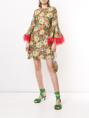 Bambah Floral Feather-Sleeve Dress