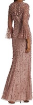Thumbnail for your product : Theia Flounce-Sleeve 3-D Embroidered Gown