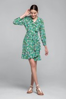 Thumbnail for your product : Rumour London Abby Ruffled Silk Wrap Dress In Green Floral Print