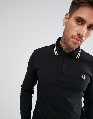 Fred Perry REISSUES Twin Tipped Long Sleeve Polo Shirt in Black