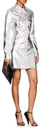 Calvin Klein Women's Metallic Leather A-Line Shirtdress - Silver