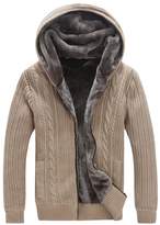 Thumbnail for your product : QZUnique Men's Big&Tall Cardigan Zip-Up Sweater Hooded Jumper with Thermal Lining 5XL