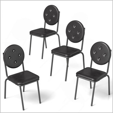 Red Barrel Studio 4-Piece Bar Stools Faux Leather Dining Chairs With Waterproof Surface And Metal Legs Easy To Assemble Suitable For Kitchen Dining Room And Living