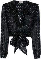 Temperley London dot printed ruffle blouse