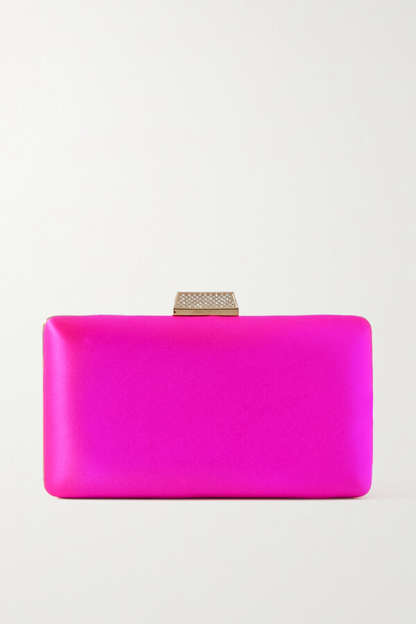 8.30 PM large leather-trimmed satin clutch