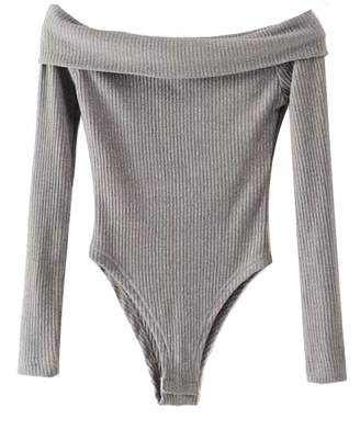 Goodnight Macaroon 'Robyn' Ribbed Knit Off The Shoulder Bodysuit (3 Colors)